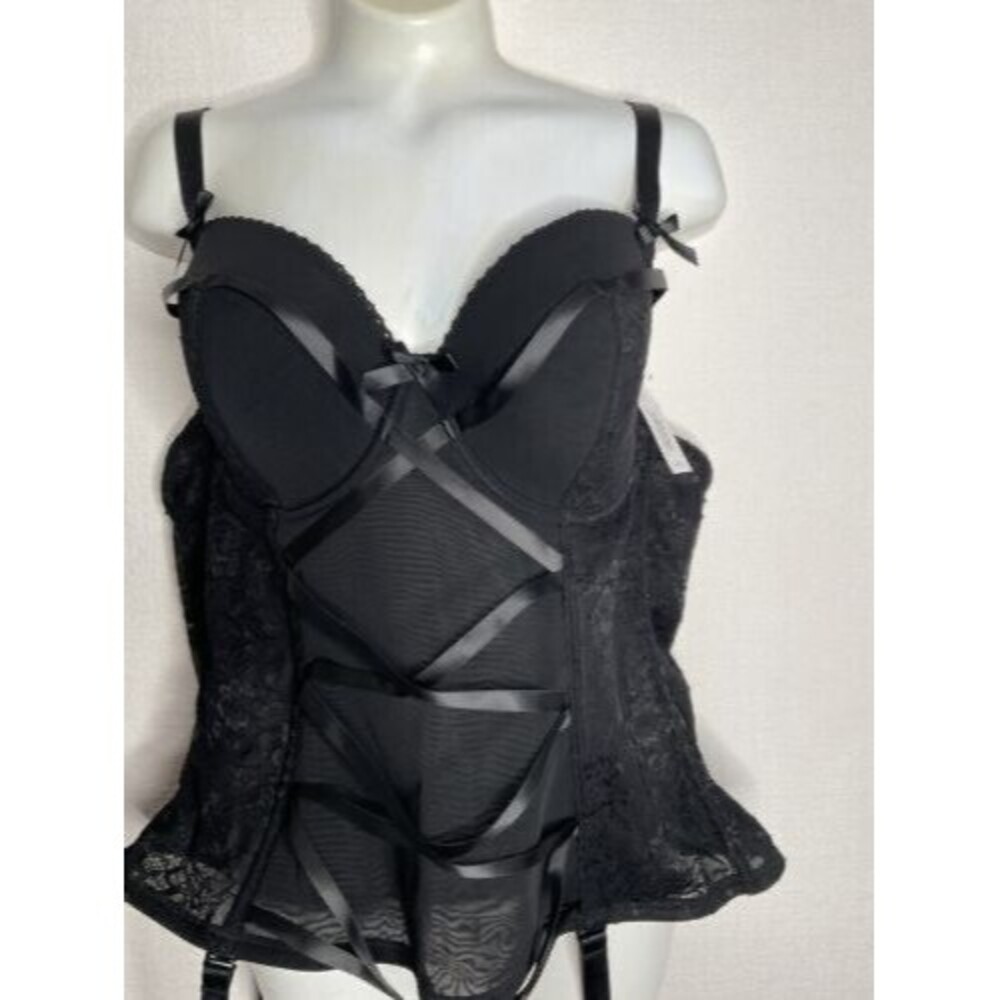 NWT Adore Me Black Bustier Lace Up Corset Lingerie Women Size 40B - Picture 1 of 12